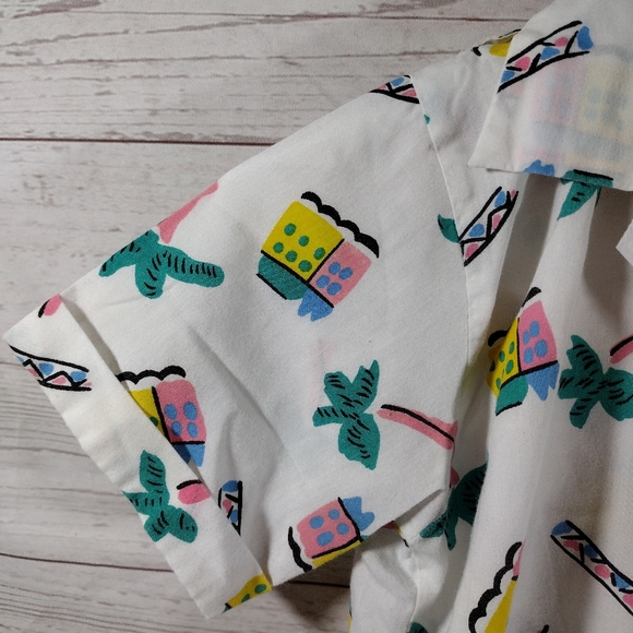 80s Overall Suspender Shorts outfit tropical - Picture 6 of 16